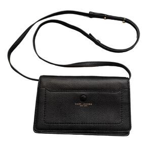 Marc Jacobs New York Black Leather Wallet Cross Body Bag